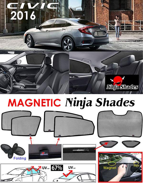 Honda Civic FC 2016-17 NINJA SHADES Magnetic Sun Shades 7 Pcs